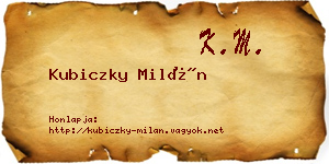 Kubiczky Milán névjegykártya