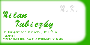 milan kubiczky business card